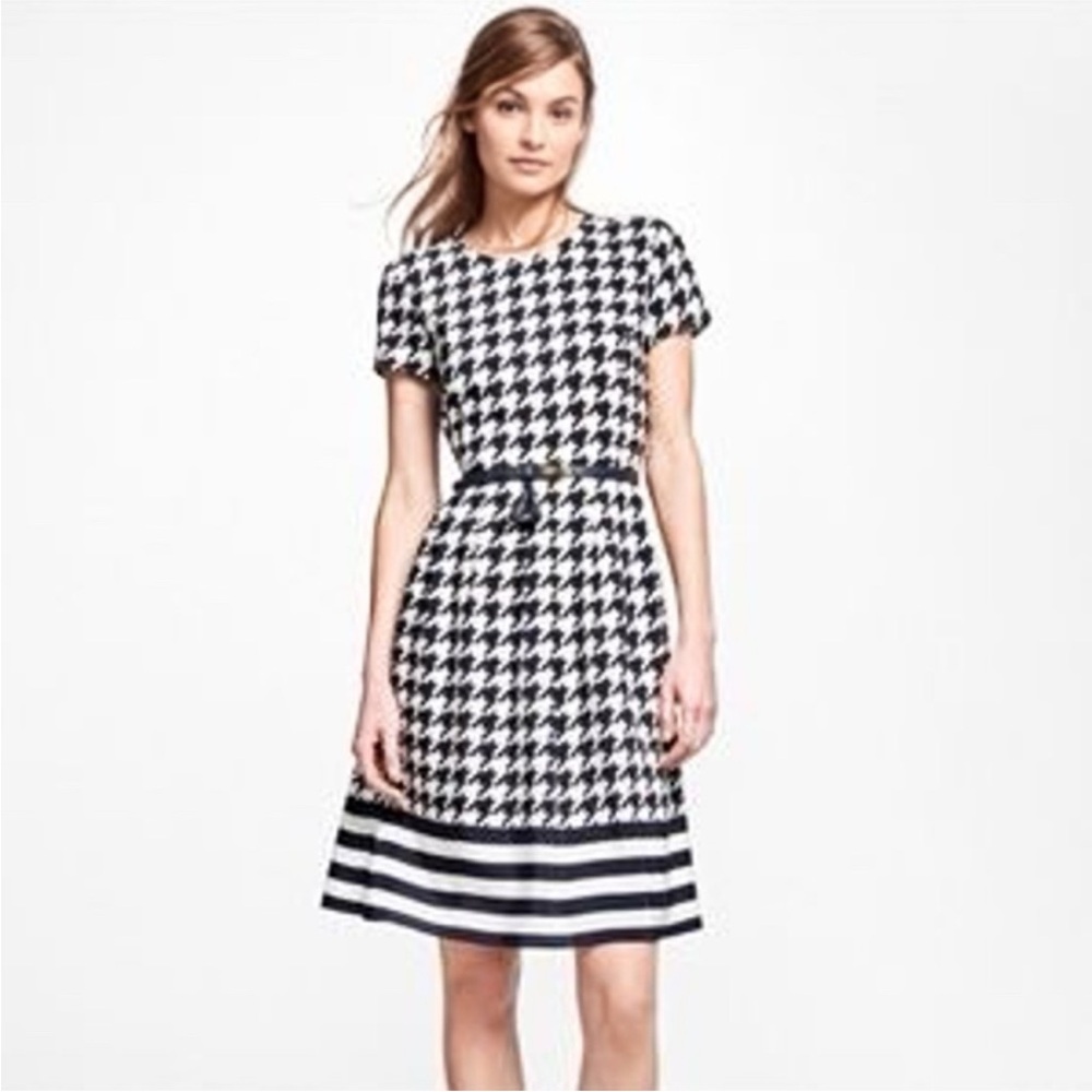 Brooks Brothers x Red Fleece Silk Houndstooth Dress Size 0